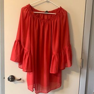 Women’s Blouse, Fusia flowy belle sleeve XL